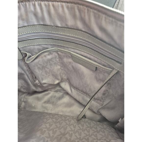 Michael Kors Jet Set Large Gray Saffiano Leather Tote Silver Trim 30F4STTT9L - Picture 8 of 10